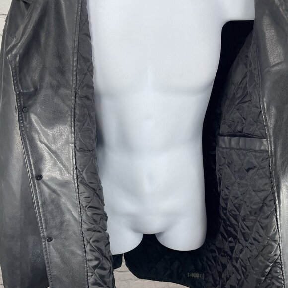 Arizona Matte Black Faux Leather Buttoned Collared Lined Vented Jacket Size 3XL - Picture 7 of 12